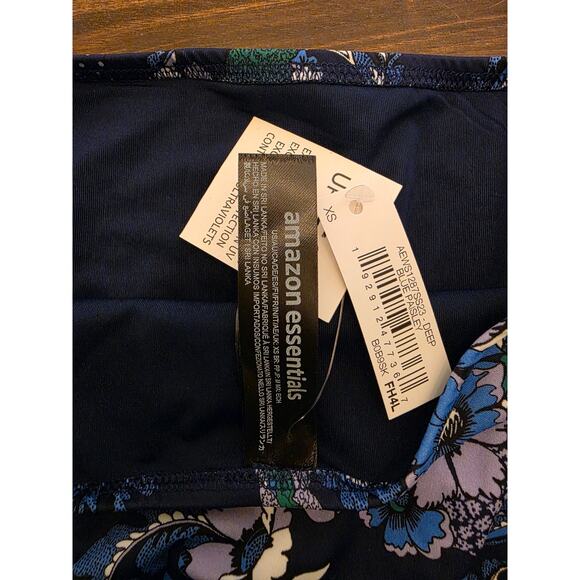 Amazon Essentials Bikini Bottom Deep Blue Floral Size XS High Waist NWT - Picture 6 of 7